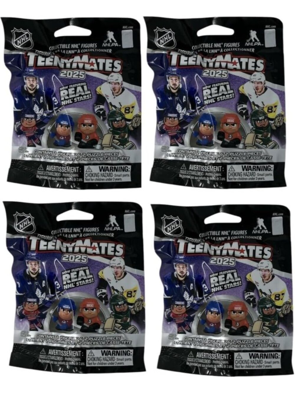 Party Animal NHL Hockey Figures Gift Set - Lot of 4 Mystery Packs for Teens